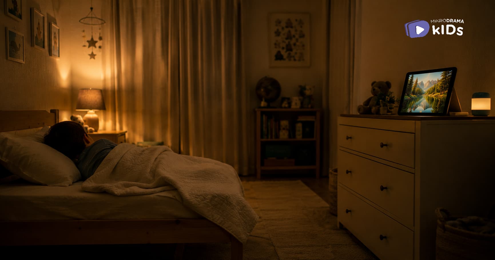 A kid laying in bed