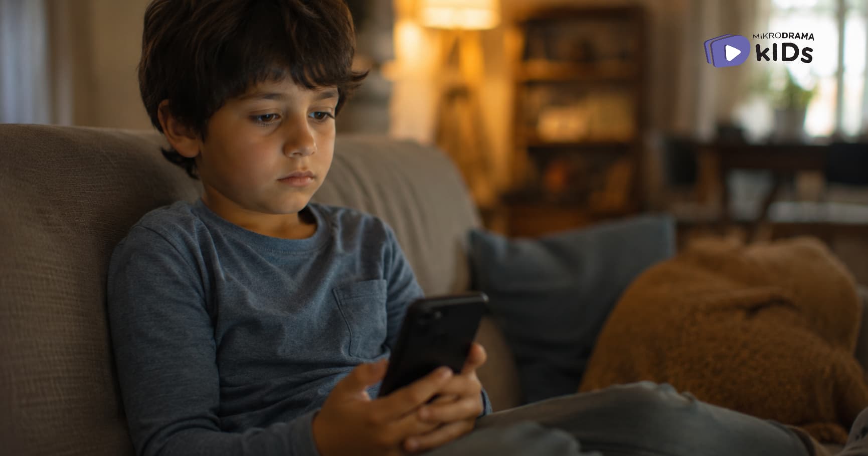 A boy looking at a smartphone